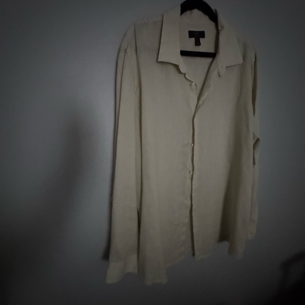 Linen men’s Cream Button-Up Shirt
